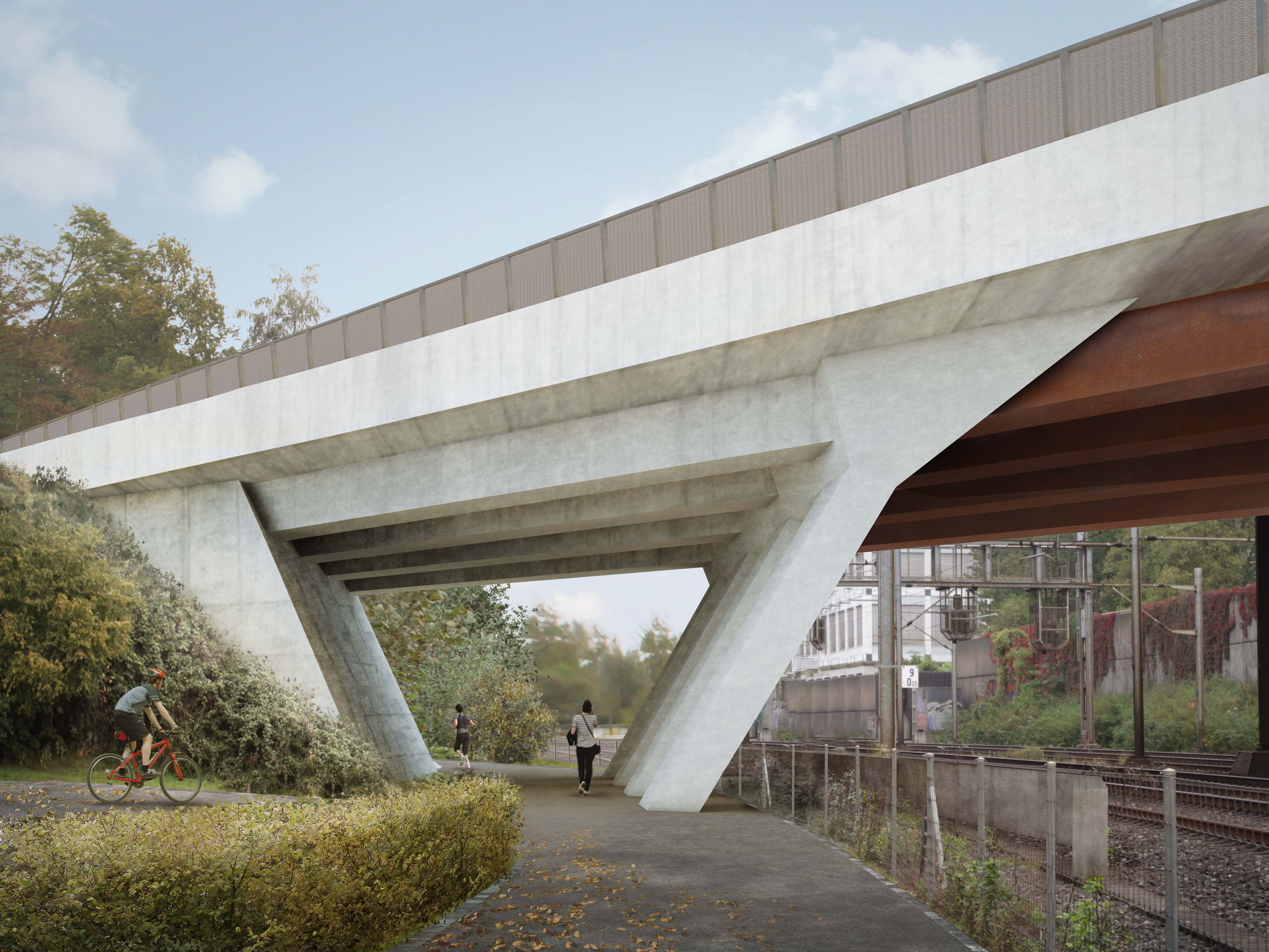 141028_Bruecke-Passanten klein Visualisierung Fussweg unter Brücke
